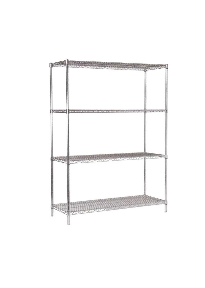 4 Tier Wire Shelves, 53cm Depth, S-S Upstand AD-53107