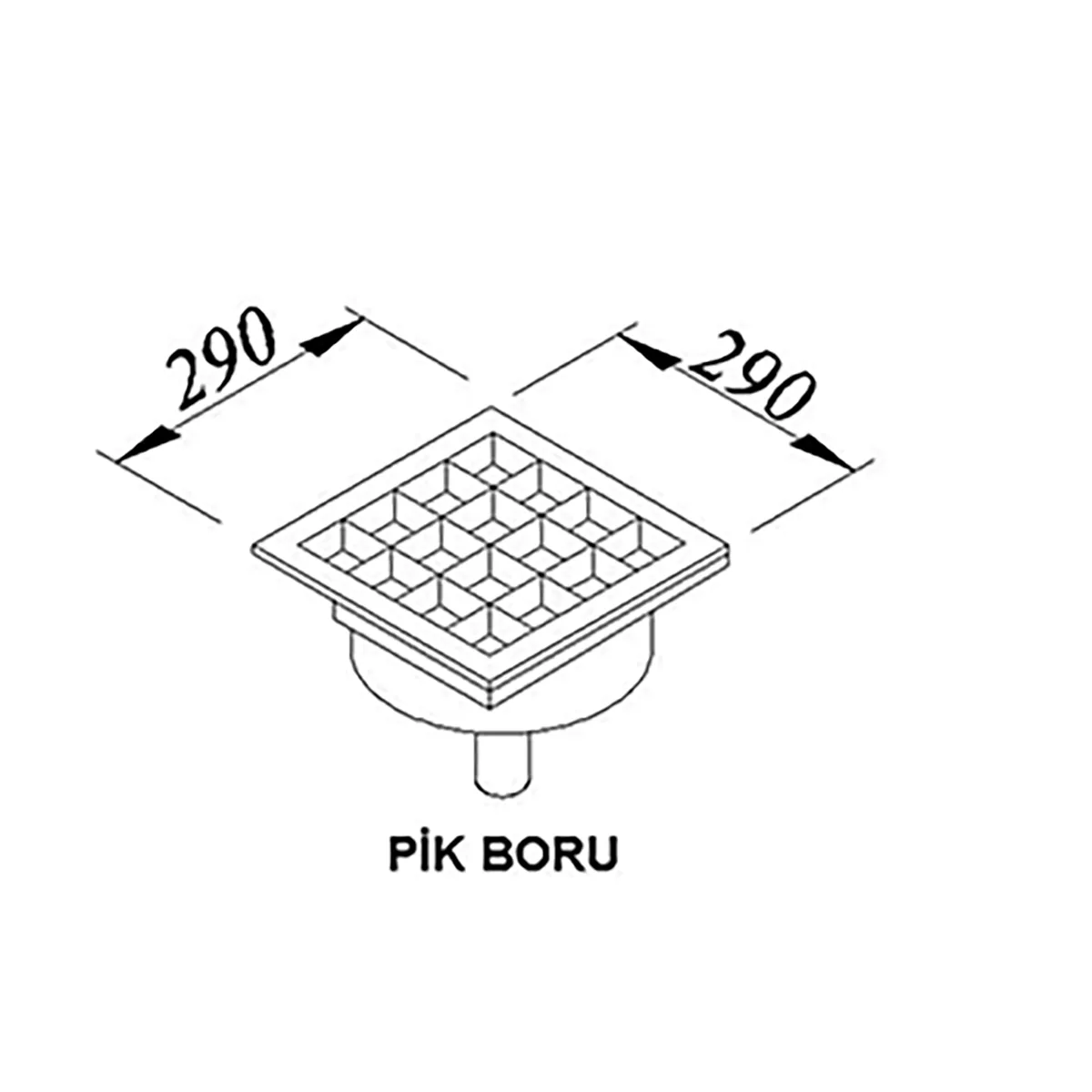 Floor Drain 7961.02929.1O1 – 290×290 mm, Middle Siphon, Bottom Outlet