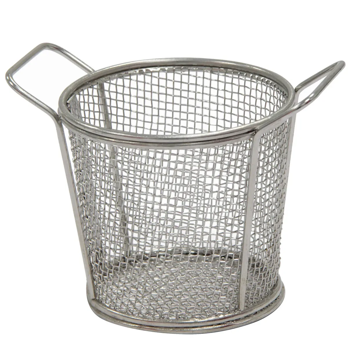 Gurmeaid Presentation Basket Stainless Steel Round Double Handle 9×9 cm