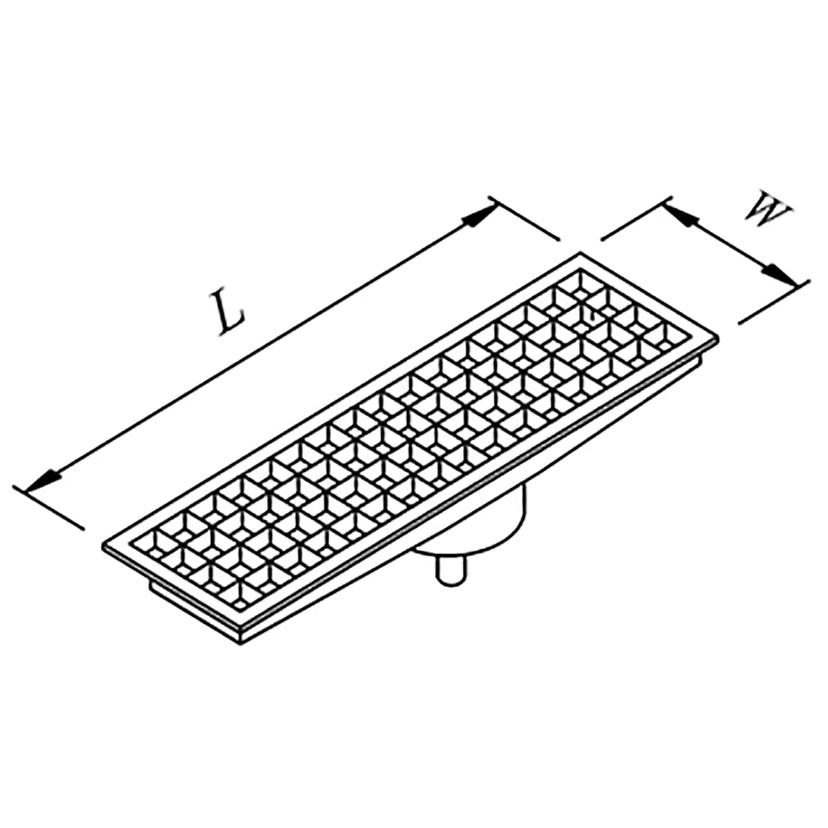 Floor Drain 7960.16229.7O1 – Middle Siphon, 1620×290 mm, Ø70 PVC Bottom Outlet