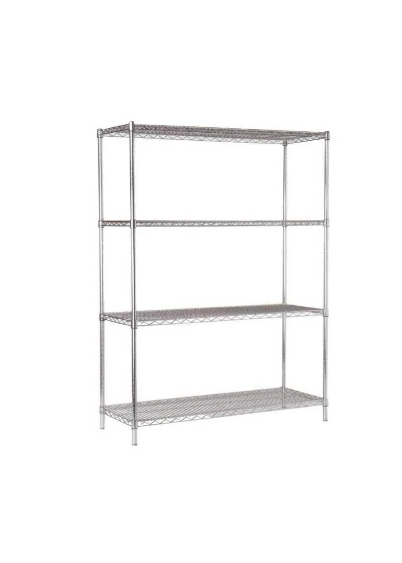 4 Tier Wire Shelf, 183cm Width, 61cm Depth, Stainless Steel Upstand AD-61183