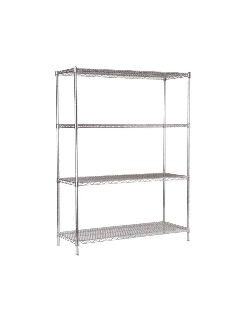 4 Tier Wire Shelves, 46cm Depth, S-S Upstand AD-46107