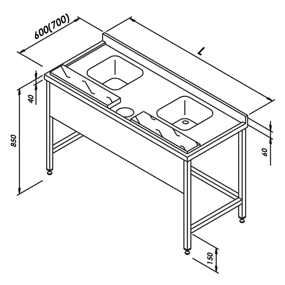 Fish Preparation Table With Sink 7758.19070.08